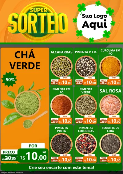 Modelo de Encarte para Encarte A4 Vertical com o tema Super Sorteio para Produtos Naturais