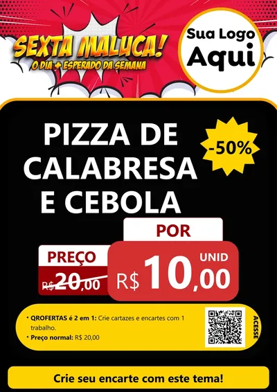 Modelo de Cartaz para Cartaz A4 Vertical com o tema Sexta Maluca! para Pizzaria