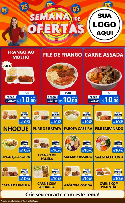 Modelo de Encarte para Encarte Grande com o tema Semana de Ofertas para Restaurante