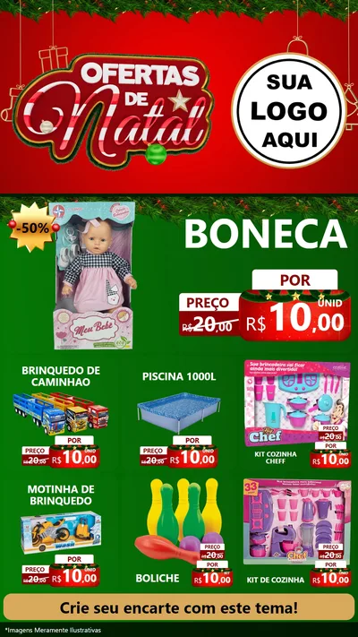 Modelo de Rede Social para Stories com o tema Ofertas de Natal para Brinquedos