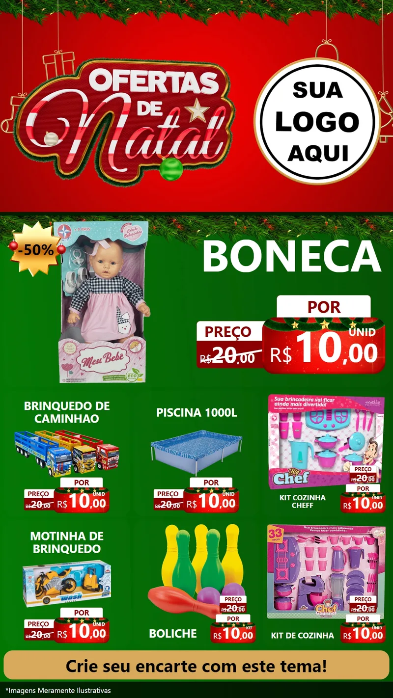 Modelo de Rede Social para Stories com o tema Ofertas de Natal para Brinquedos