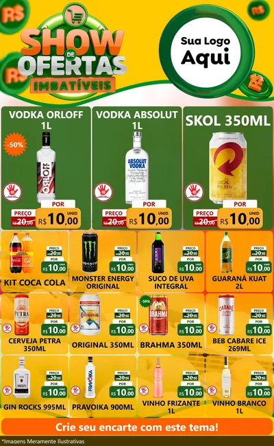 Modelo de Encarte para Encarte Grande com o tema Show de Ofertas Imbatíveis para Distribuidora de bebidas
