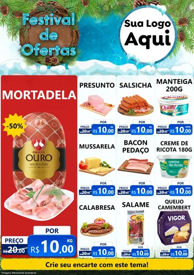 Modelo de Encarte para Encarte A4 Vertical com o tema Festival de Ofertas - Inverno para Frios e Laticínios