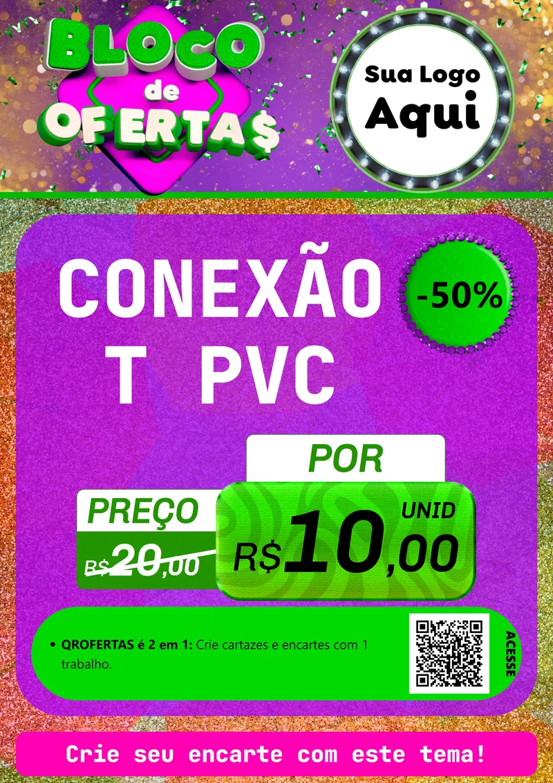 Modelo de Cartaz para Cartaz A4 Vertical com o tema Bloco de Ofertas para Tubos e conexões