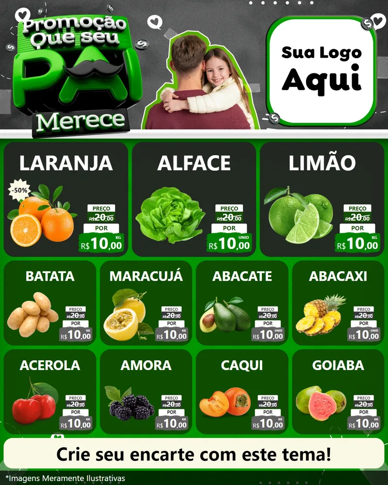 Modelo de Rede Social para Feed Instagram com o tema Promoção Que seu Pai Merece para Hortifrúti