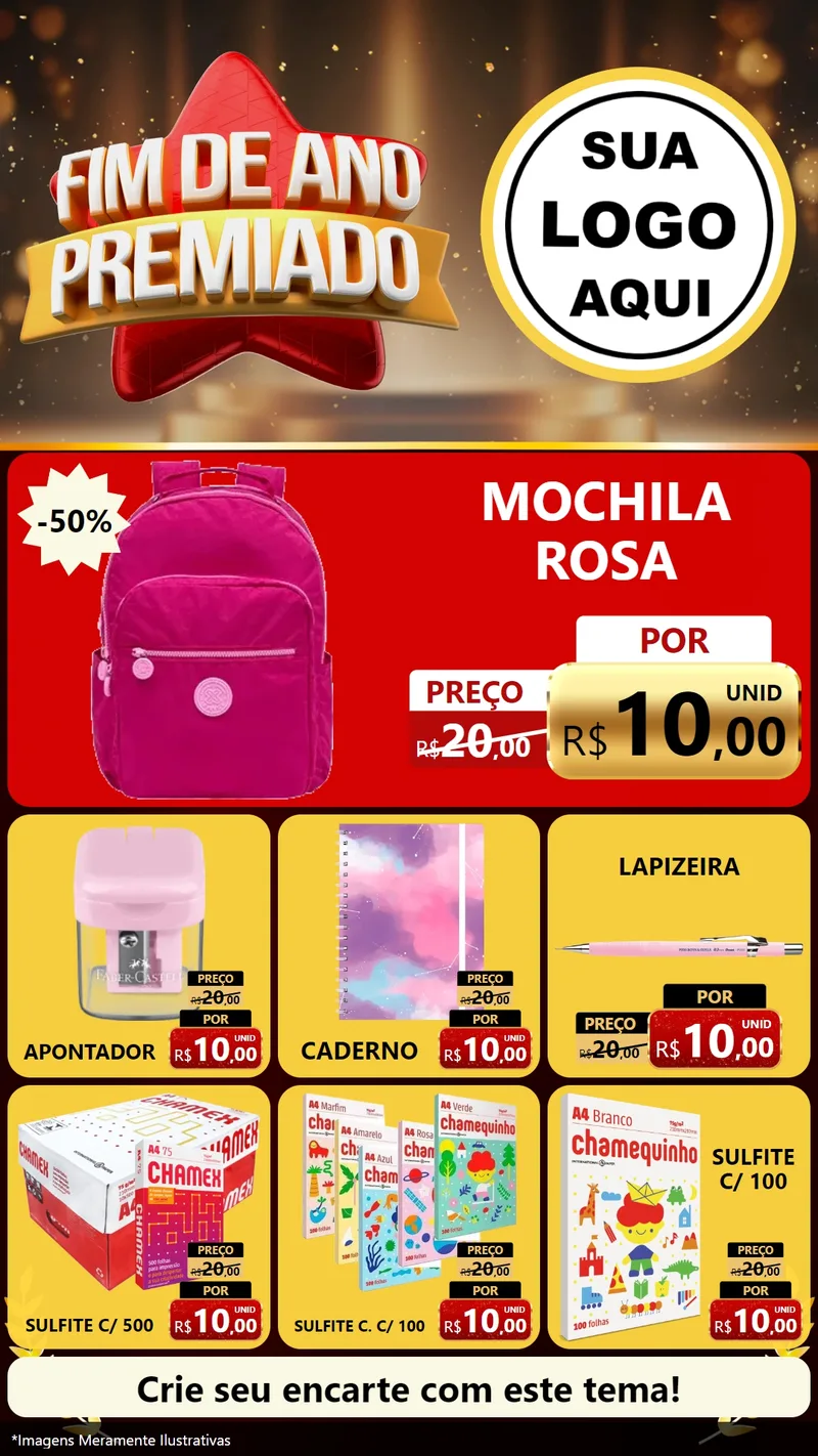 Modelo de Rede Social para Stories com o tema Fim de Ano Premiado para Papelaria