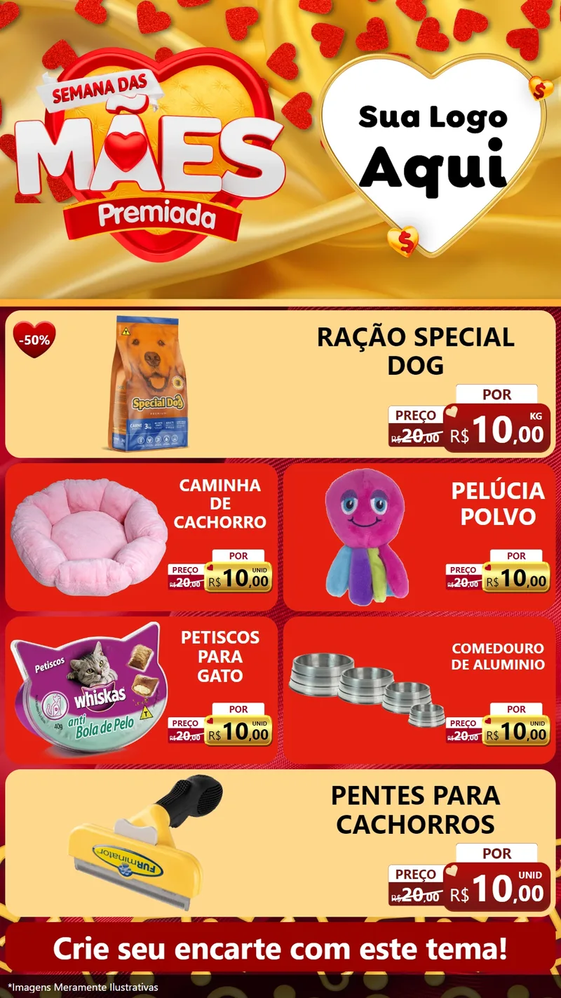 Modelo de TV para TV Vertical com o tema Semana das Mães Premiada para Pet Shop