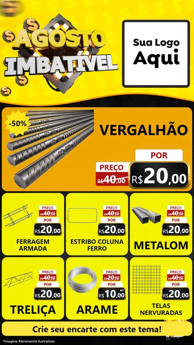 Modelo de Rede Social para Stories com o tema Agosto Imbatível para Ferragens