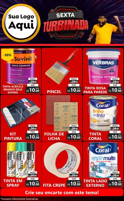 Modelo de Encarte para Encarte Grande com o tema Sexta Turbinada para Tintas e Ferramentas