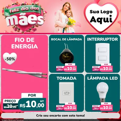 Modelo de Rede Social para Feed Facebook com o tema Feliz Dia das Mães para Materiais Elétricos