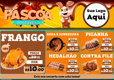 Modelo de Encarte para Encarte A4 Horizontal com o tema Páscoa Fantástica para Assados