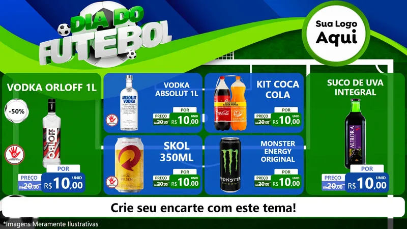 Modelo de TV para TV Horizontal com o tema Dia do Futebol para Distribuidora de bebidas