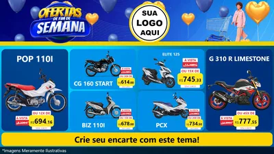 Modelo de TV para TV Horizontal com o tema Ofertas de Fim de Semana para Concessionaria de Motos