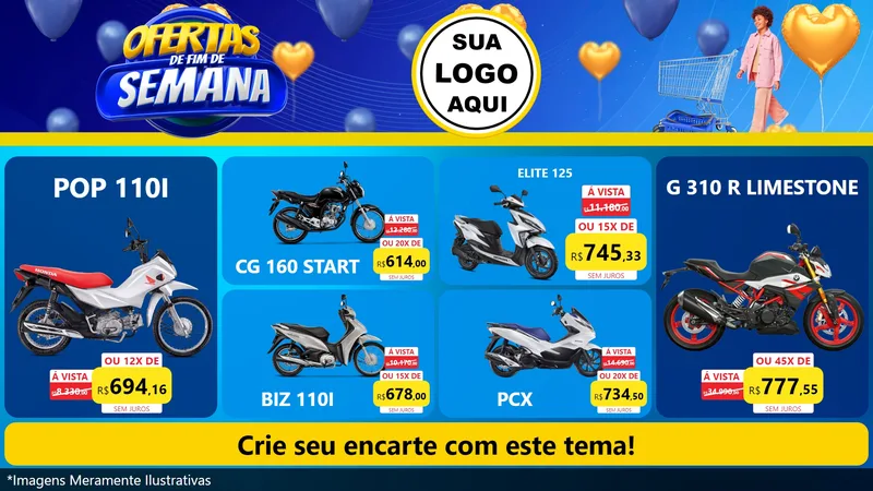 Modelo de TV para TV Horizontal com o tema Ofertas de Fim de Semana para Concessionaria de Motos