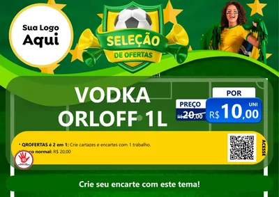 Modelo de Cartaz para Cartaz A4 Horizontal com o tema Seleção de Ofertas - Copa para Distribuidora de bebidas