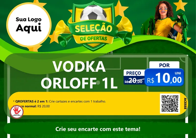Modelo de Cartaz para Cartaz A4 Horizontal com o tema Seleção de Ofertas - Copa para Distribuidora de bebidas