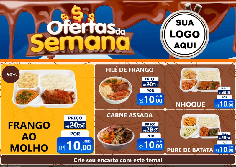 Modelo de Encarte para Encarte A4 Horizontal com o tema Ofertas da Semana - Páscoa para Restaurante