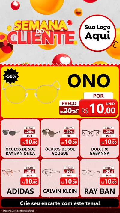 Modelo de Rede Social para Stories com o tema Semana do Cliente para Óticas