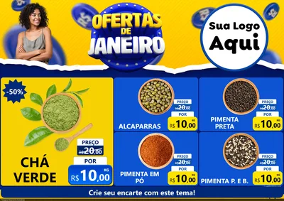 Modelo de Encarte para Encarte A4 Horizontal com o tema Ofertas de Janeiro para Produtos Naturais