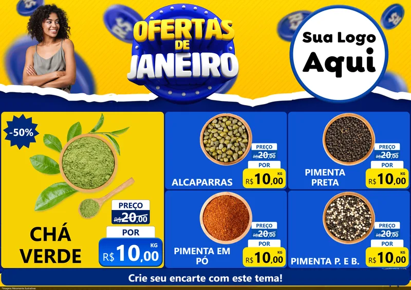 Modelo de Encarte para Encarte A4 Horizontal com o tema Ofertas de Janeiro para Produtos Naturais