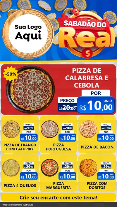 Modelo de Rede Social para Stories com o tema Sabadão do Real para Pizzaria