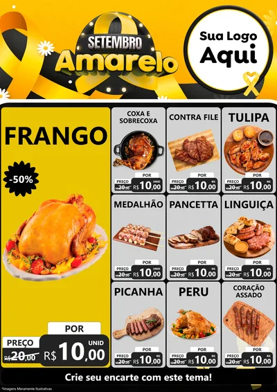 Modelo de Encarte para Encarte A4 Vertical com o tema Setembro Amarelo para Assados