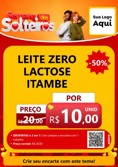 Modelo de Cartaz para Cartaz A4 Vertical com o tema Semana dos Solteiros para Frios e Laticínios