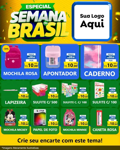 Modelo de Rede Social para Feed Instagram com o tema Especial Semana do Brasil para Papelaria
