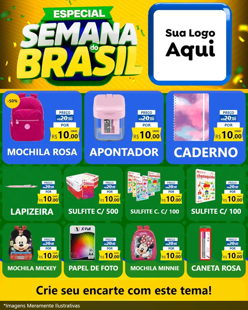 Modelo de Rede Social para Feed Instagram com o tema Especial Semana do Brasil para Papelaria