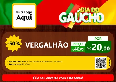 Modelo de Cartaz para Cartaz A4 Horizontal com o tema Dia do Gaúcho para Ferragens