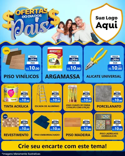 Modelo de Rede Social para Feed Instagram com o tema Ofertas do Dia dos Pais para Material para Construção