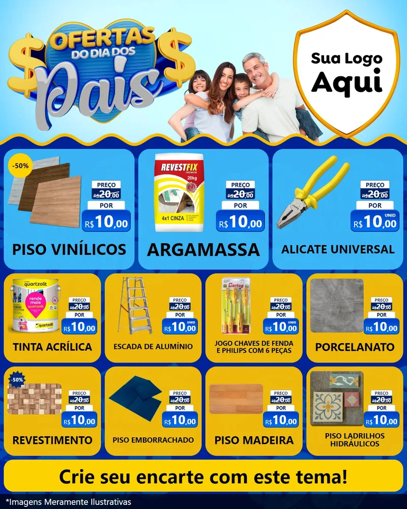 Modelo de Rede Social para Feed Instagram com o tema Ofertas do Dia dos Pais para Material para Construção