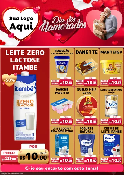 Modelo de Encarte para Encarte A4 Vertical com o tema Dia Dos Namorados para Frios e Laticínios