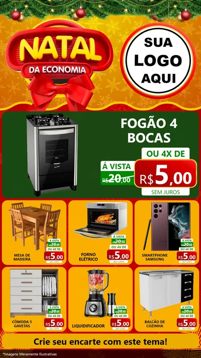 Modelo de Rede Social para Stories com o tema Natal da Economia para Móveis e Eletro