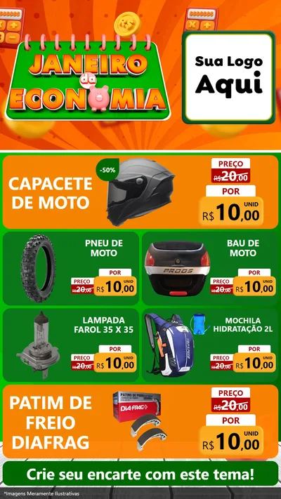 Modelo de TV para TV Vertical com o tema Janeiro da Economia para Moto peças