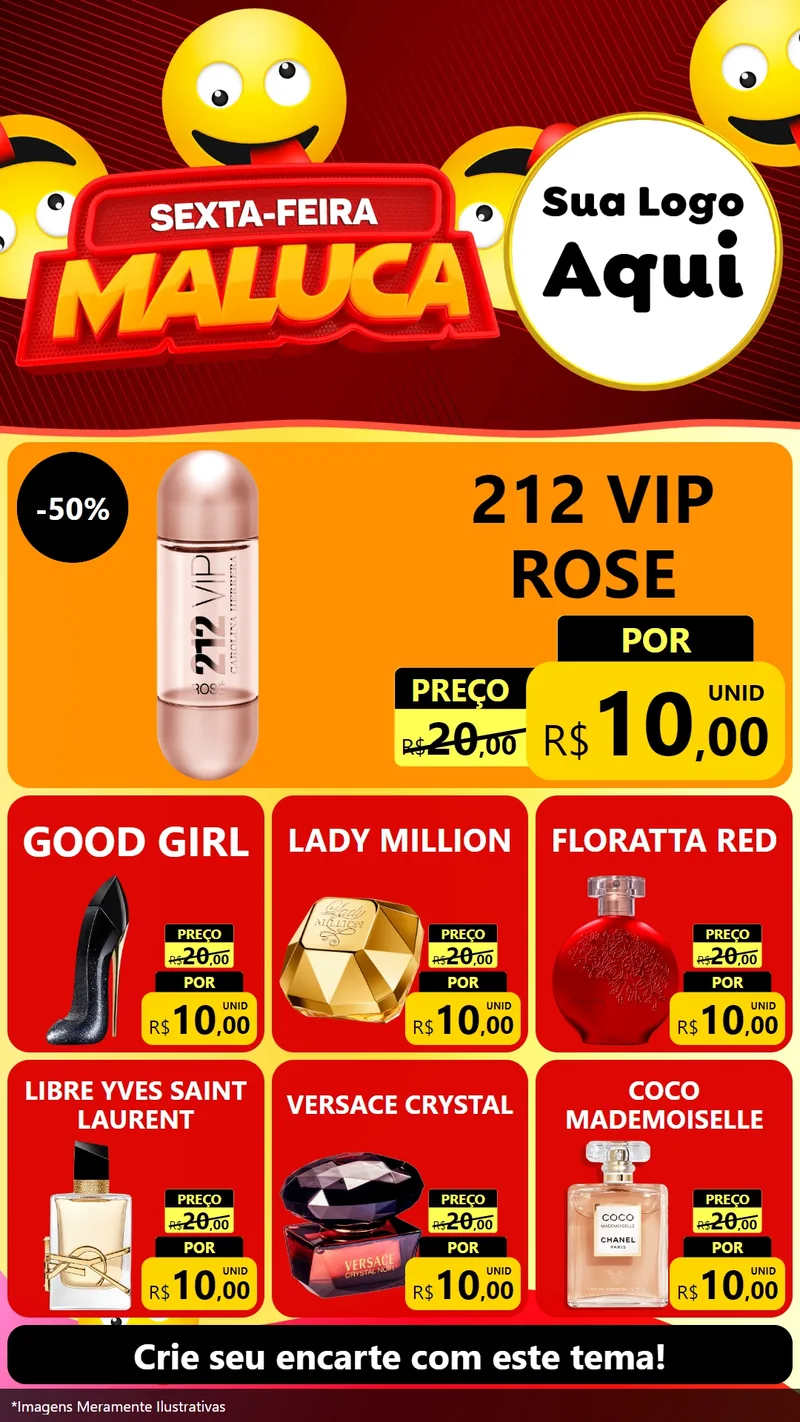 Modelo de Rede Social para Stories com o tema Sexta-feira Maluca para Perfumes