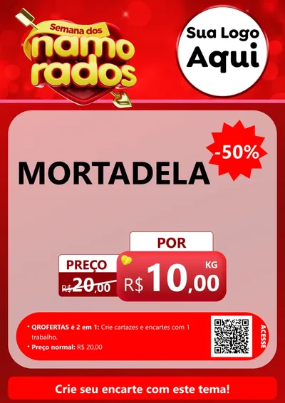 Modelo de Cartaz para Cartaz A4 Vertical com o tema Semana dos namorados para Frios e Laticínios