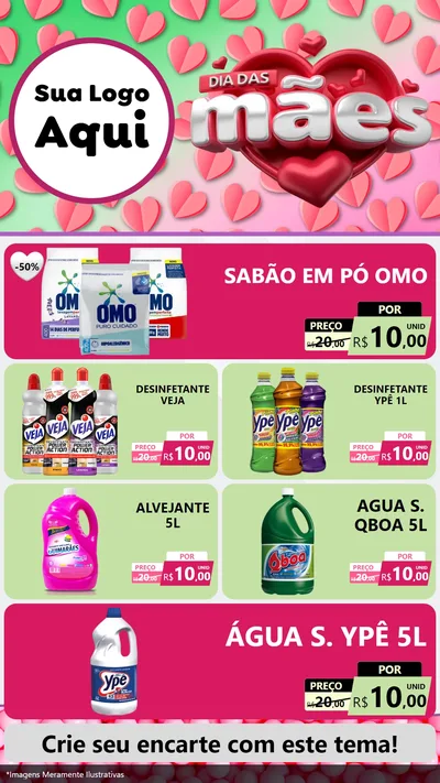 Modelo de TV para TV Vertical com o tema Dia das Mães para Produtos de Limpeza