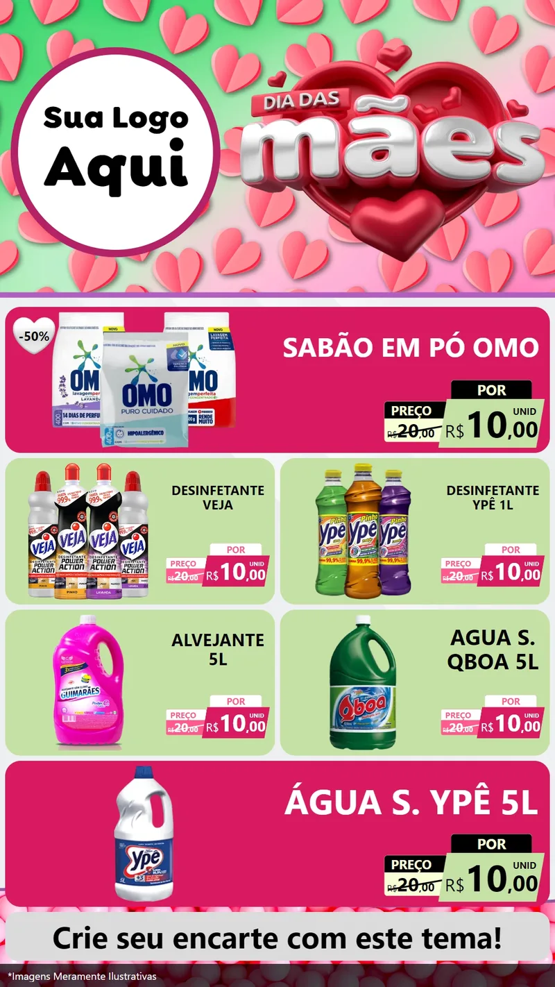 Modelo de TV para TV Vertical com o tema Dia das Mães para Produtos de Limpeza
