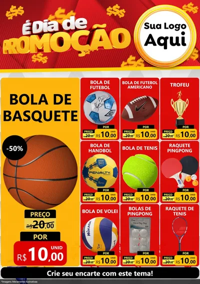 Modelo de Encarte para Encarte A4 Vertical com o tema É Dia De Promoção para Artigos Esportivos