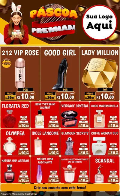 Modelo de Encarte para Encarte Grande com o tema Páscoa Premiada para Perfumes