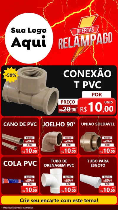 Modelo de Rede Social para Stories com o tema Ofertas Relâmpago para Tubos e conexões