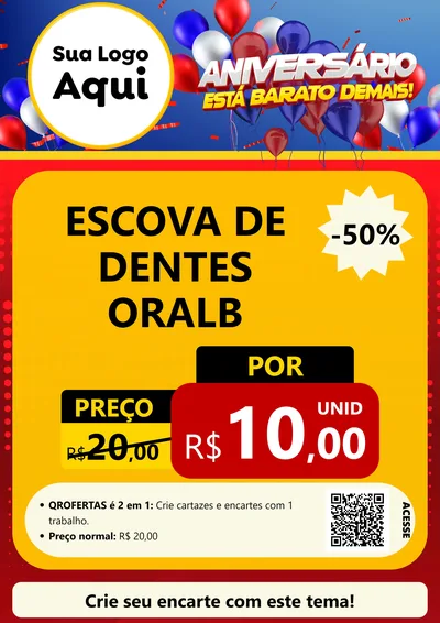 Modelo de Cartaz para Cartaz A4 Vertical com o tema Aniversário para Higiene Pessoal