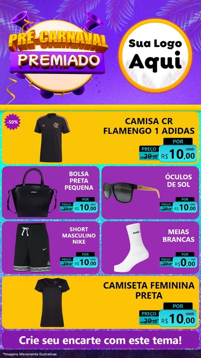 Modelo de TV para TV Vertical com o tema Pré-Carnaval Premiado para Roupas e acessórios