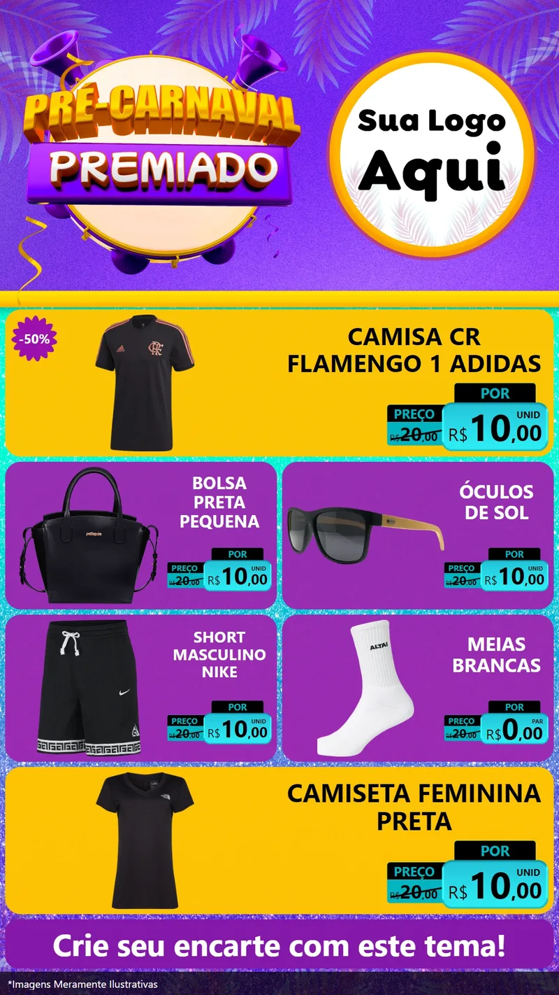 Modelo de TV para TV Vertical com o tema Pré-Carnaval Premiado para Roupas e acessórios