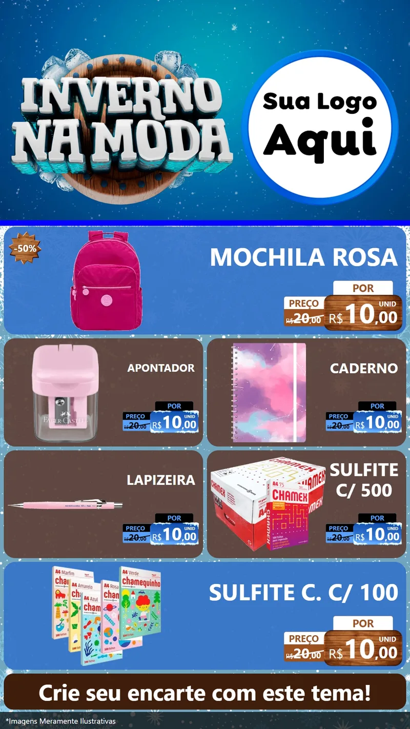 Modelo de TV para TV Vertical com o tema Inverno na Moda para Papelaria