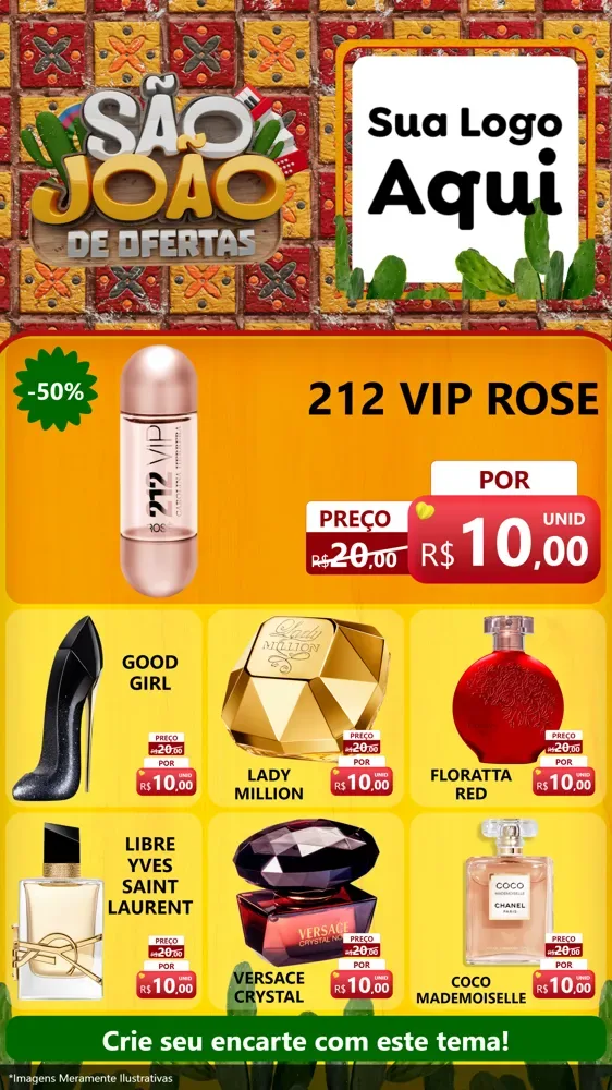 Modelo de Rede Social para Stories com o tema São João de Muitas Ofertas - Junina para Perfumes