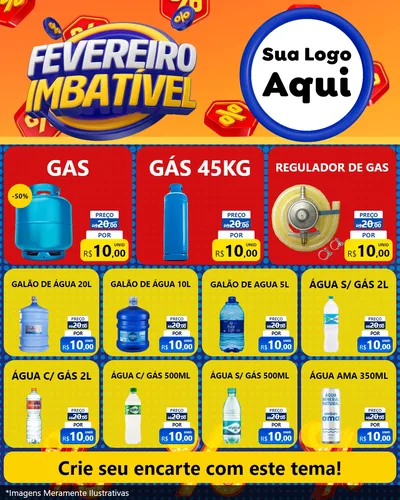 Modelo de Rede Social para Feed Instagram com o tema Fevereiro Imbatível para Água e gás