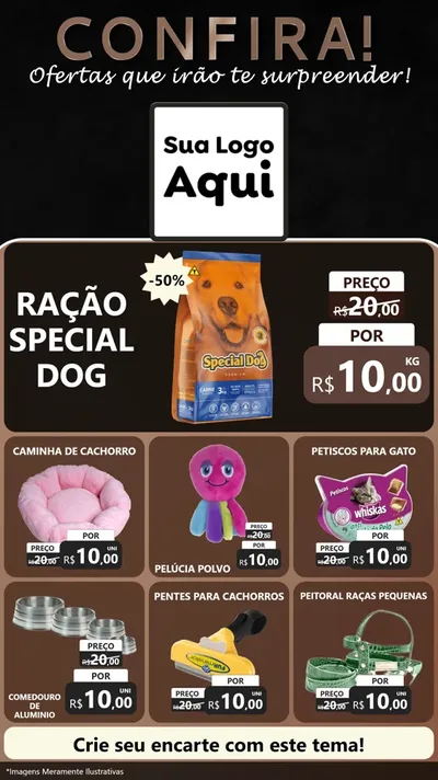Modelo de Rede Social para Stories com o tema Confira! Ofertas que irão te surpreender! para Pet Shop
