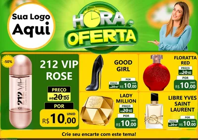 Modelo de Encarte para Encarte A4 Horizontal com o tema Hora da Oferta para Perfumes